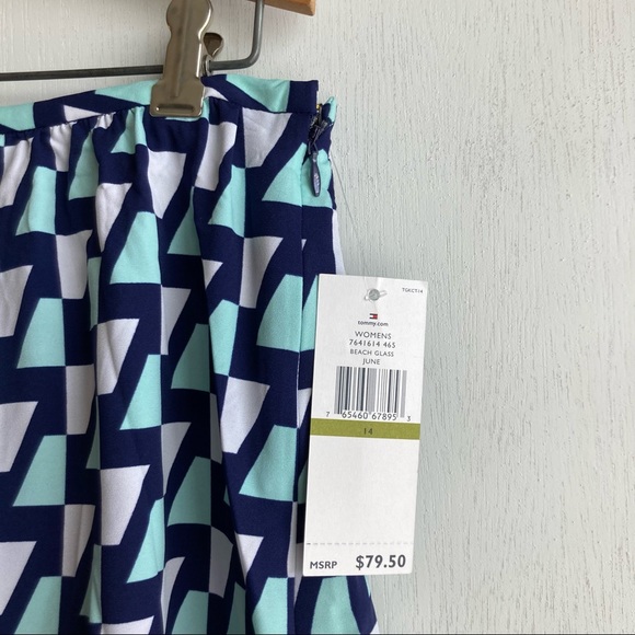 NWT Tommy Hilfiger Navy Geometric Print Skirt - Size 14 - Picture 4 of 10